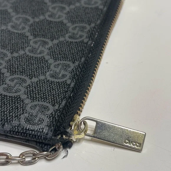Vintage Gucci Black and Gold Zipper Pouch